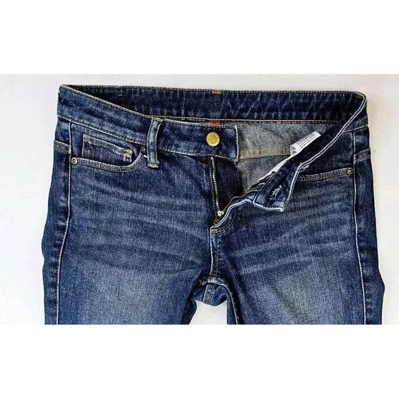 Uniqlo Size 25X30 Women's Skinny Fit Tapered Mid Rise 5 Pocket Blue Denim Jeans - Picture 10 of 12